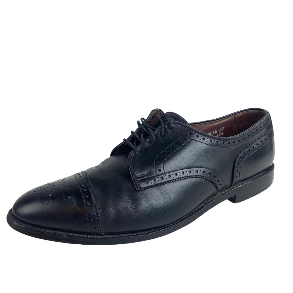Allen Edmonds Black Leather Brogue Cap-Toe Derby